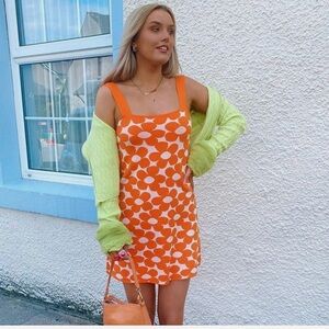 Zara Orange and White Mini Dress